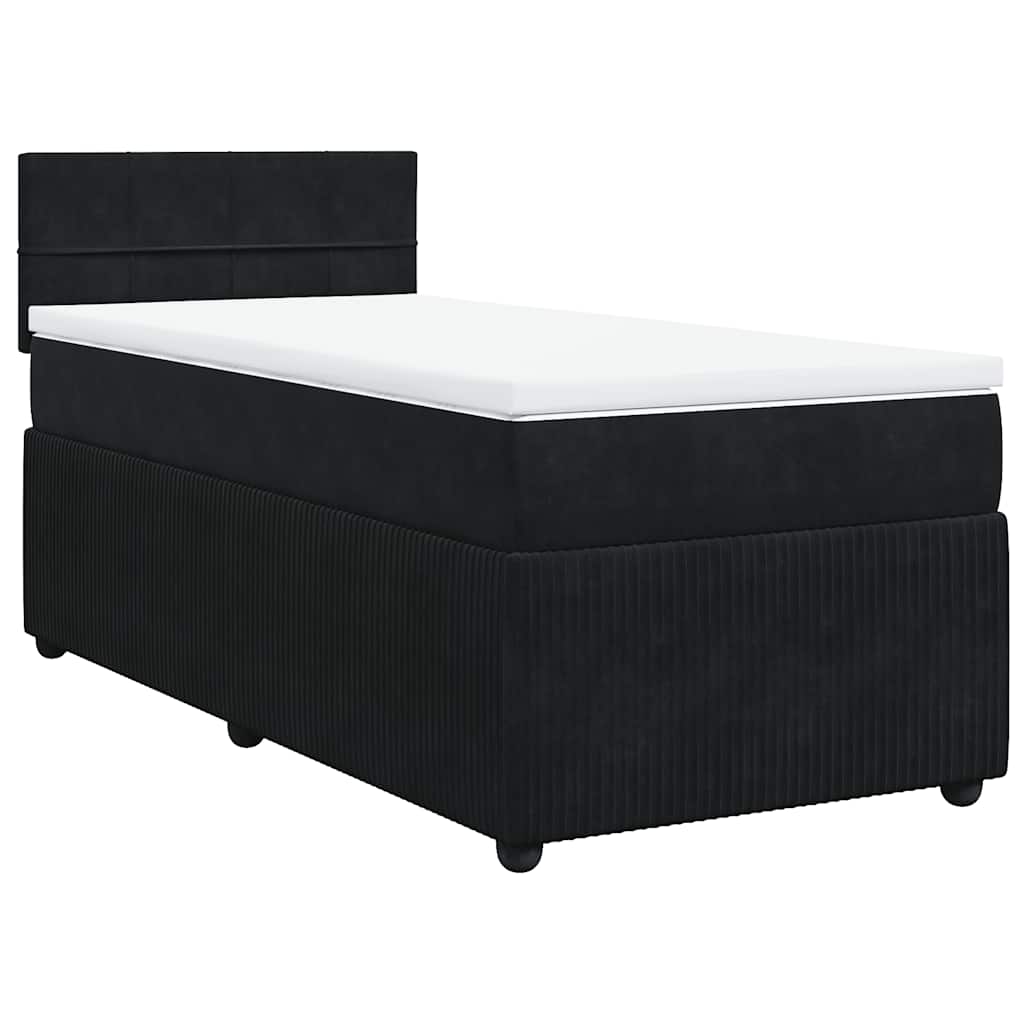 Levně vidaXL Box spring postel s matrací černá 90x200 cm samet