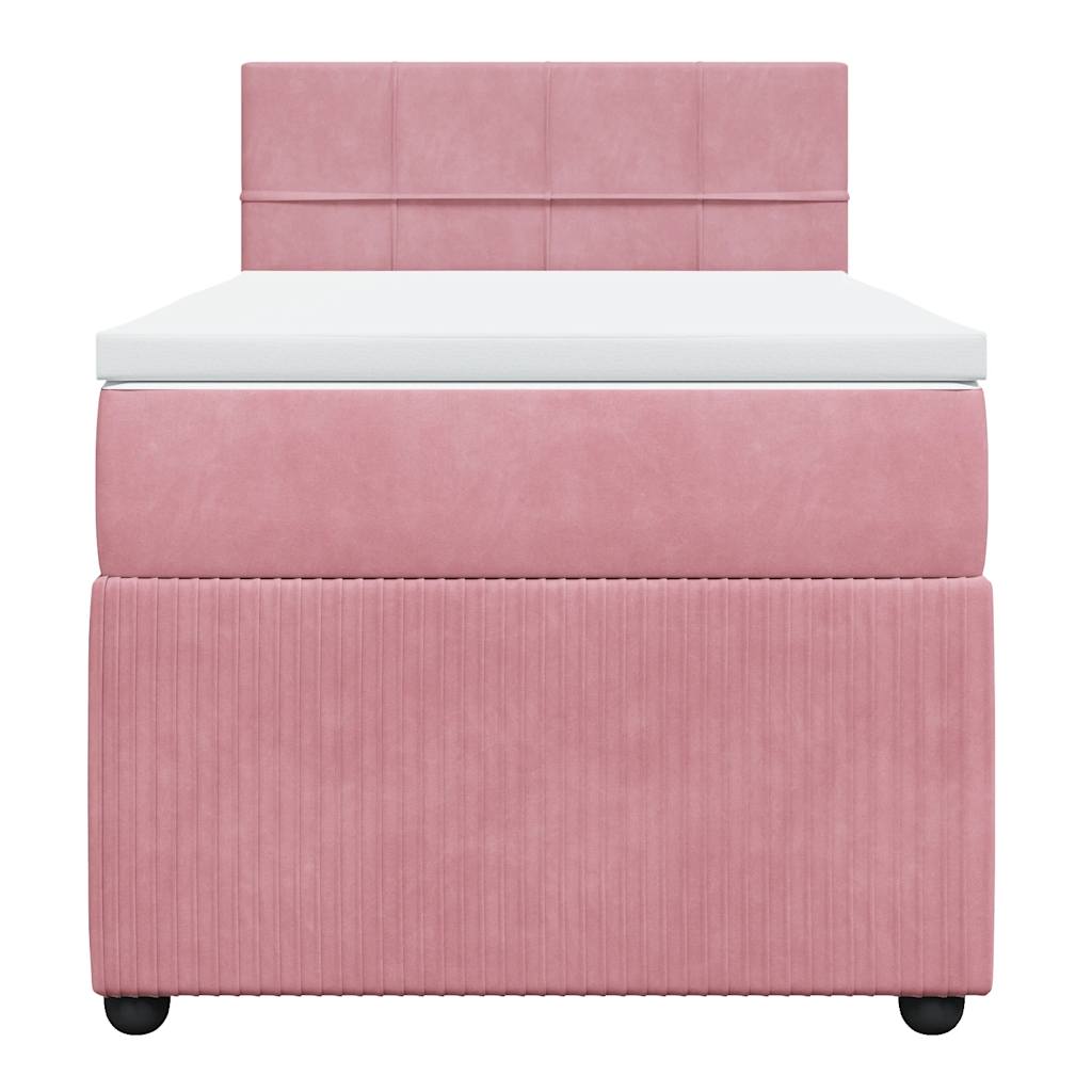 vidaXL Boxspring met matras fluweel roze 90x200 cm, foto 4