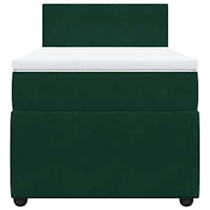 Box spring postel s matrací tmavě zelená 100x200 cm samet - obrázek 4