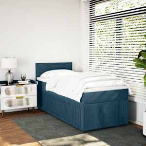 Box spring postel s matrací modrá 100 x 200 cm samet - obrázek 3