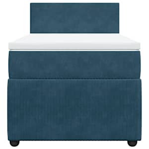 Box spring postel s matrací modrá 100 x 200 cm samet - obrázek 4