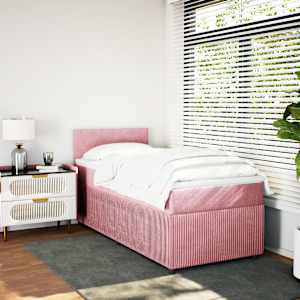 Box spring postel s matrací růžová 100x200 cm samet - obrázek 3
