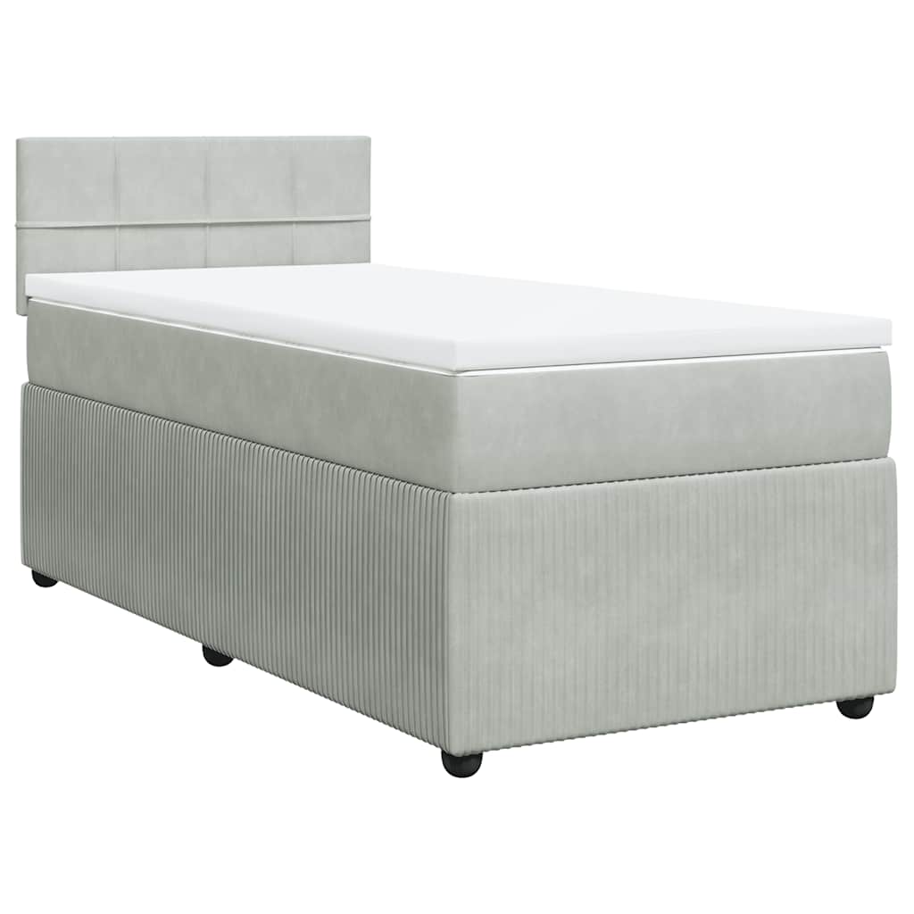 vidaXL Boxspring met matras fluweel lichtgrijs 100x200 cm grijs, foto 3