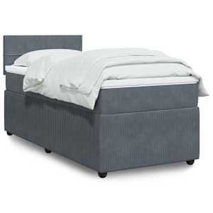 Box spring postel s matrací tmavě šedá 100x200 cm samet - obrázek 1