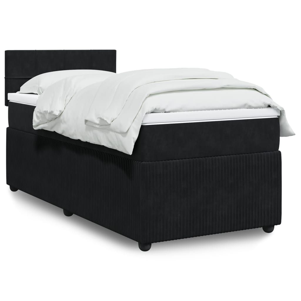 Boxspringbett mit Matratze Schwarz 100×200 cm Samt