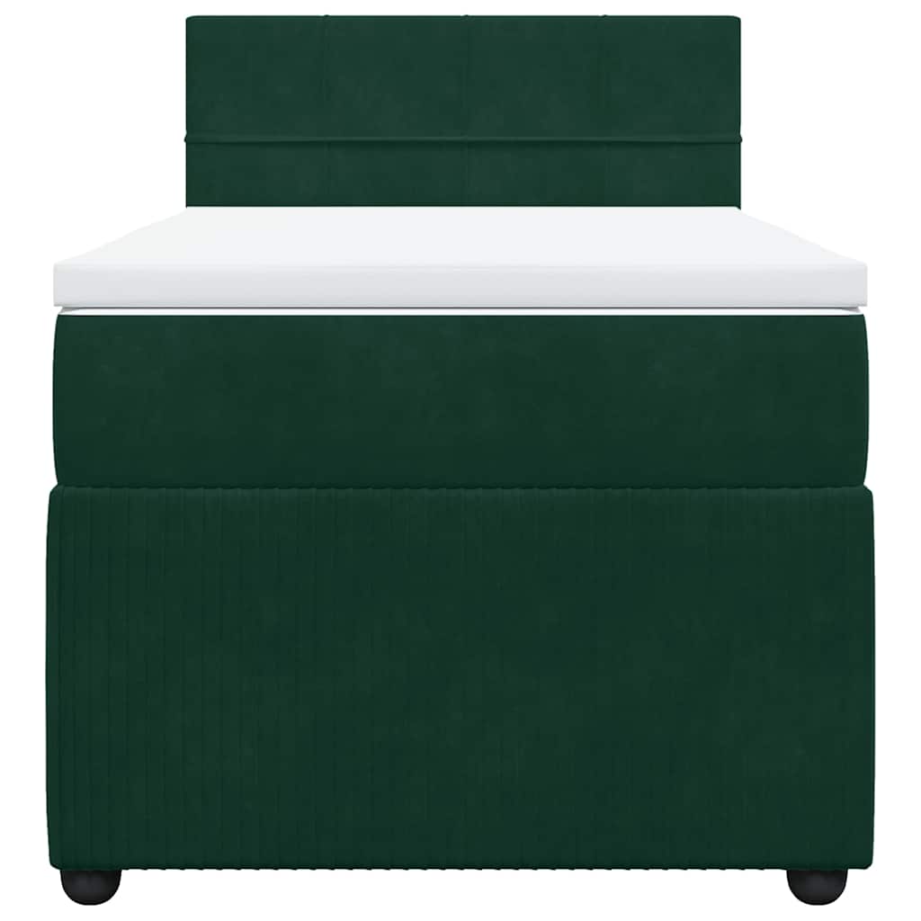 vidaXL Boxspring met matras fluweel donkergroen 100x200 cm groen, foto 4