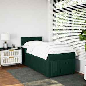 Box spring postel s matrací tmavě zelená 100x200 cm samet - obrázek 3