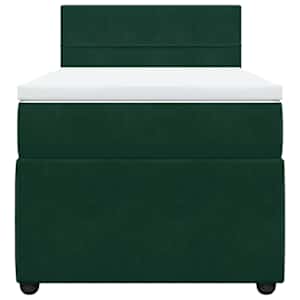 Box spring postel s matrací tmavě zelená 100x200 cm samet - obrázek 4