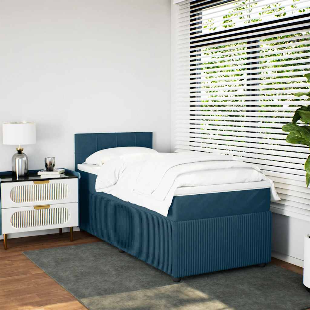 vidaXL Boxspring met matras fluweel blauw 100x200 cm, foto 2