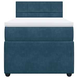 Box spring postel s matrací modrá 100 x 200 cm samet - obrázek 4