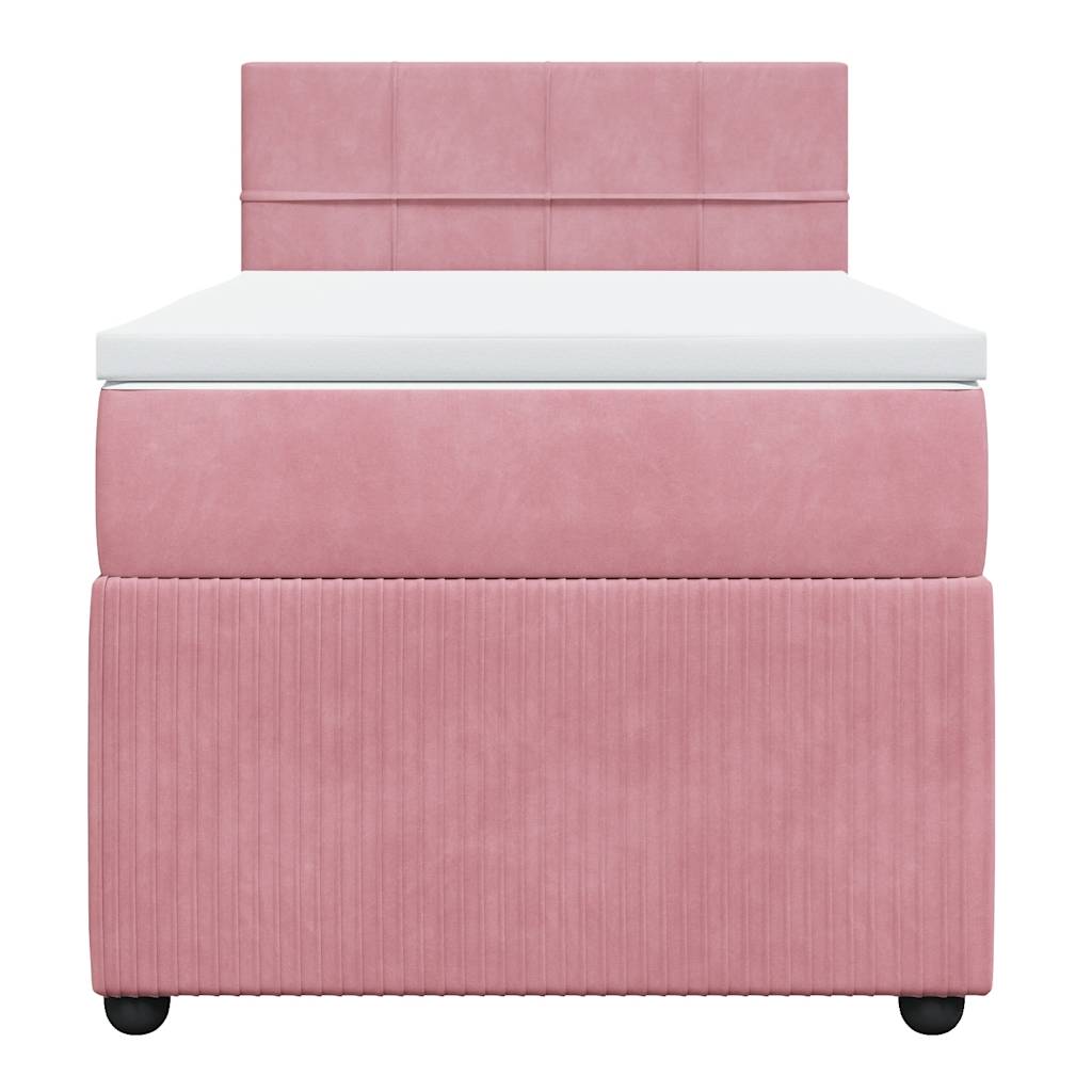 vidaXL Boxspring met matras fluweel roze 100x200 cm, foto 4