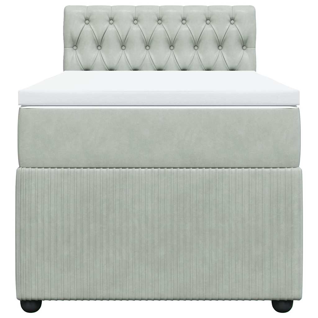 vidaXL Boxspring met matras fluweel lichtgrijs 100x200 cm grijs, foto 4