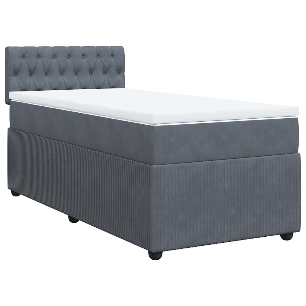 vidaXL Boxspring met matras fluweel donkergrijs 100x200 cm grijs, foto 3