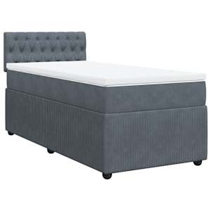 Box spring postel s matrací tmavě šedá 100x200 cm samet - obrázek 2