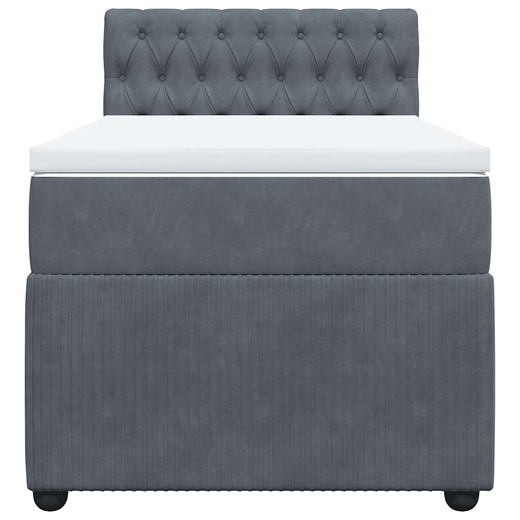 vidaXL Boxspring met matras fluweel donkergrijs 100x200 cm grijs, foto 4