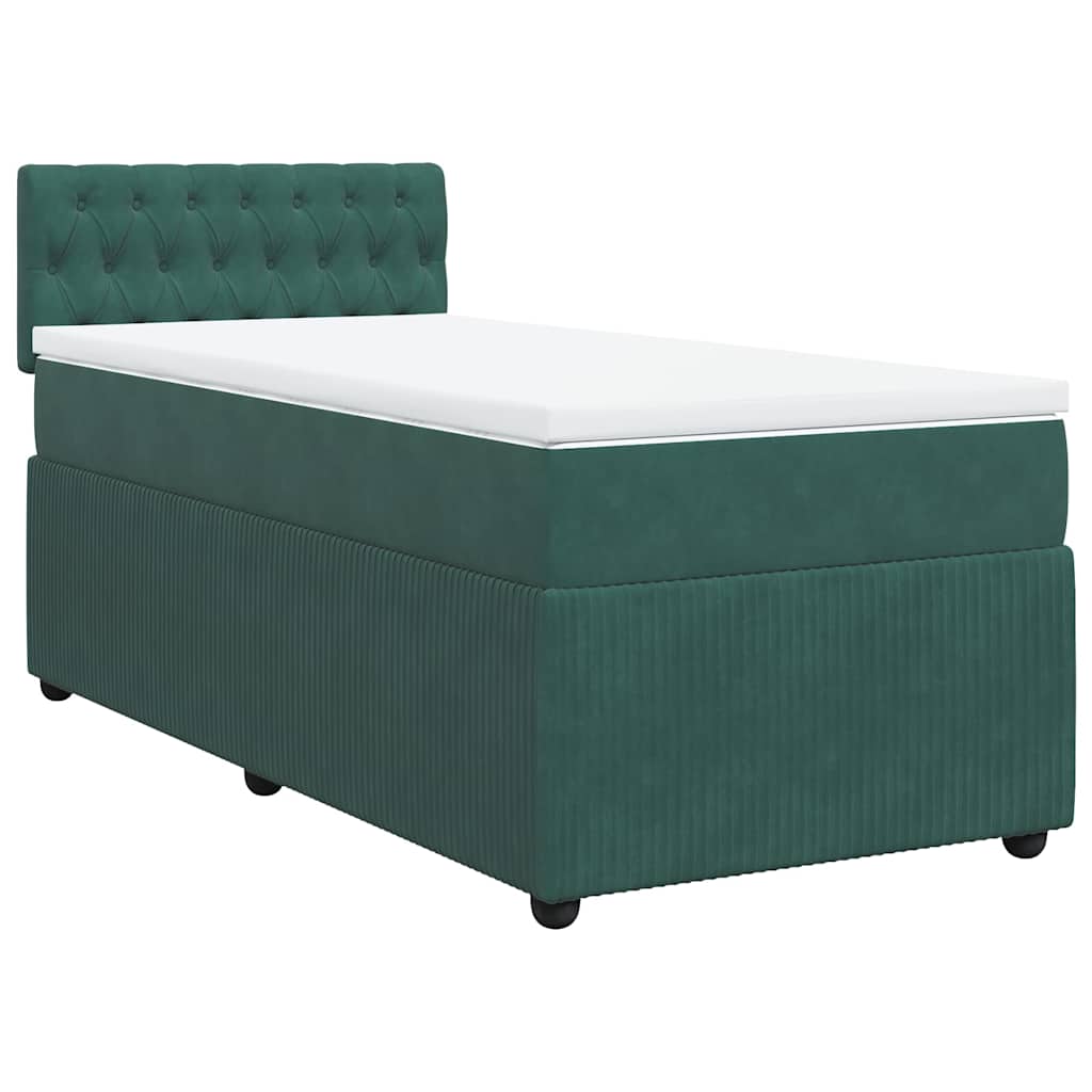 Thumbnail - vidaXL Boxspringbett mit Matratze Dunkelgrün 100x200 cm Samt