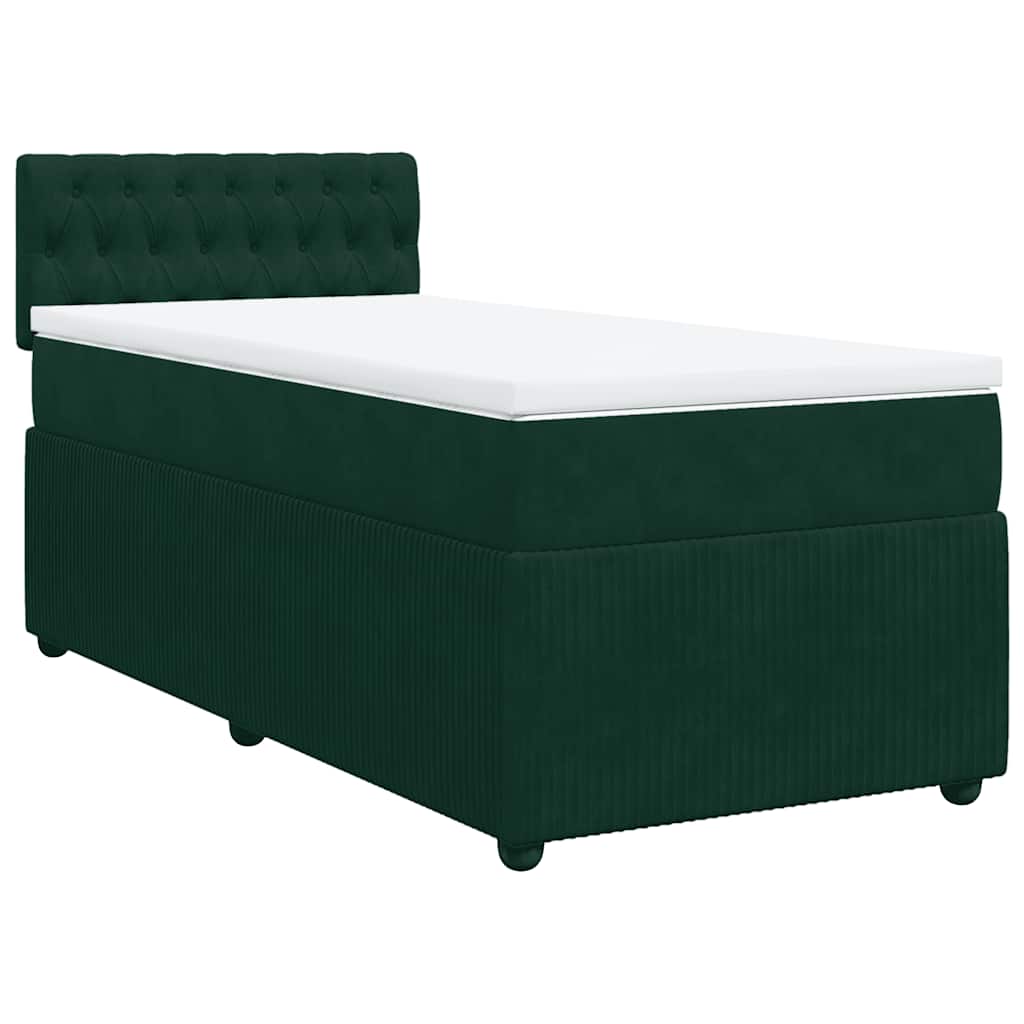 vidaXL Boxspring met matras fluweel donkergroen 100x200 cm groen, foto 3
