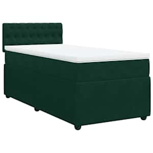 Box spring postel s matrací tmavě zelená 100x200 cm samet - obrázek 2