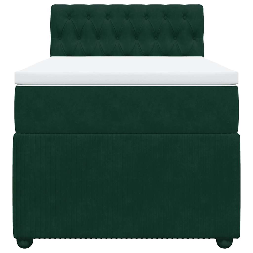 vidaXL Boxspring met matras fluweel donkergroen 100x200 cm groen, foto 4