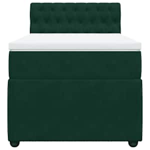 Box spring postel s matrací tmavě zelená 100x200 cm samet - obrázek 4