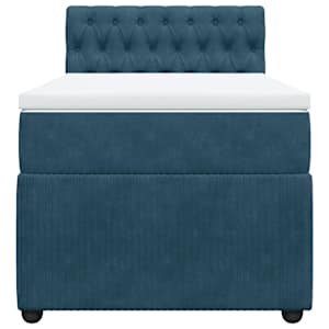 Box spring postel s matrací modrá 100 x 200 cm samet - obrázek 4