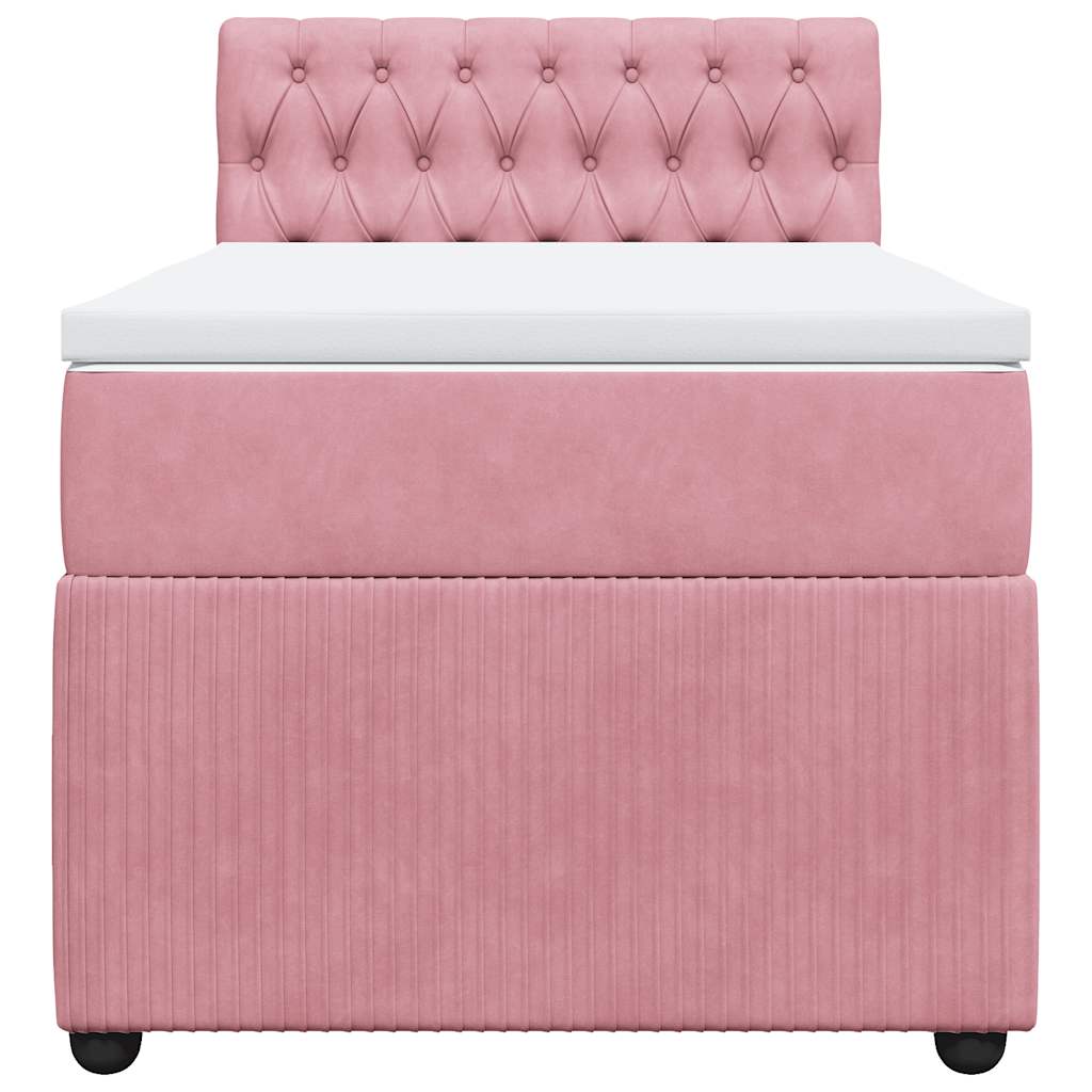 vidaXL Boxspring met matras fluweel roze 100x200 cm, foto 4