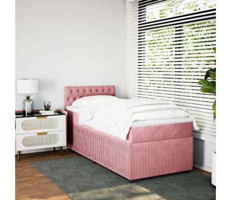 vidaXL Boxspringbett mit Matratze Rosa 100x200 cm Samt