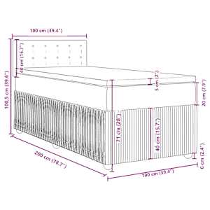 Box spring postel s matrací tmavě šedá 100x200 cm samet - obrázek 13