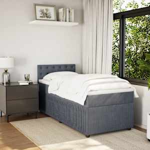 Box spring postelja z vzmetnico temno siva 100x200 cm žamet - slika 3