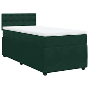 Box spring postel s matrací tmavě zelená 100x200 cm samet - obrázek 2