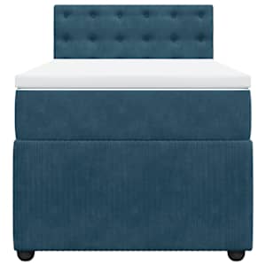 Box spring postel s matrací modrá 100 x 200 cm samet - obrázek 4