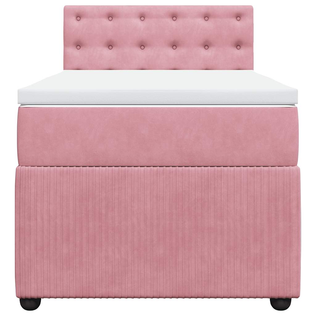 vidaXL Boxspring met matras fluweel roze 100x200 cm, foto 4