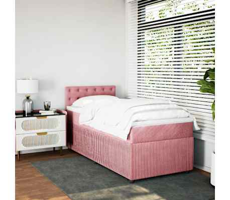 vidaXL Cama box spring con colch&oacute;n terciopelo rosa 100x200 cm