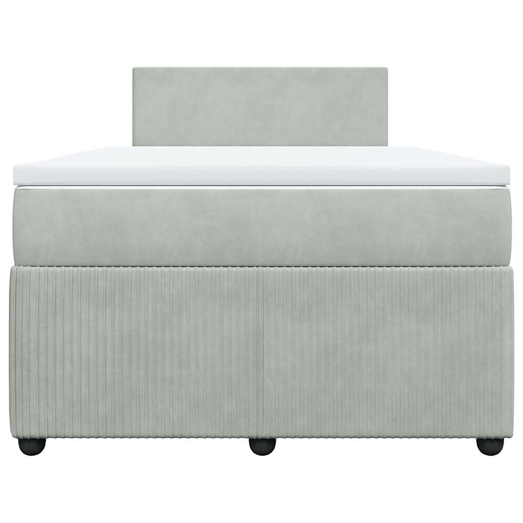 vidaXL Boxspring met matras fluweel lichtgrijs 120x190 cm grijs, foto 4