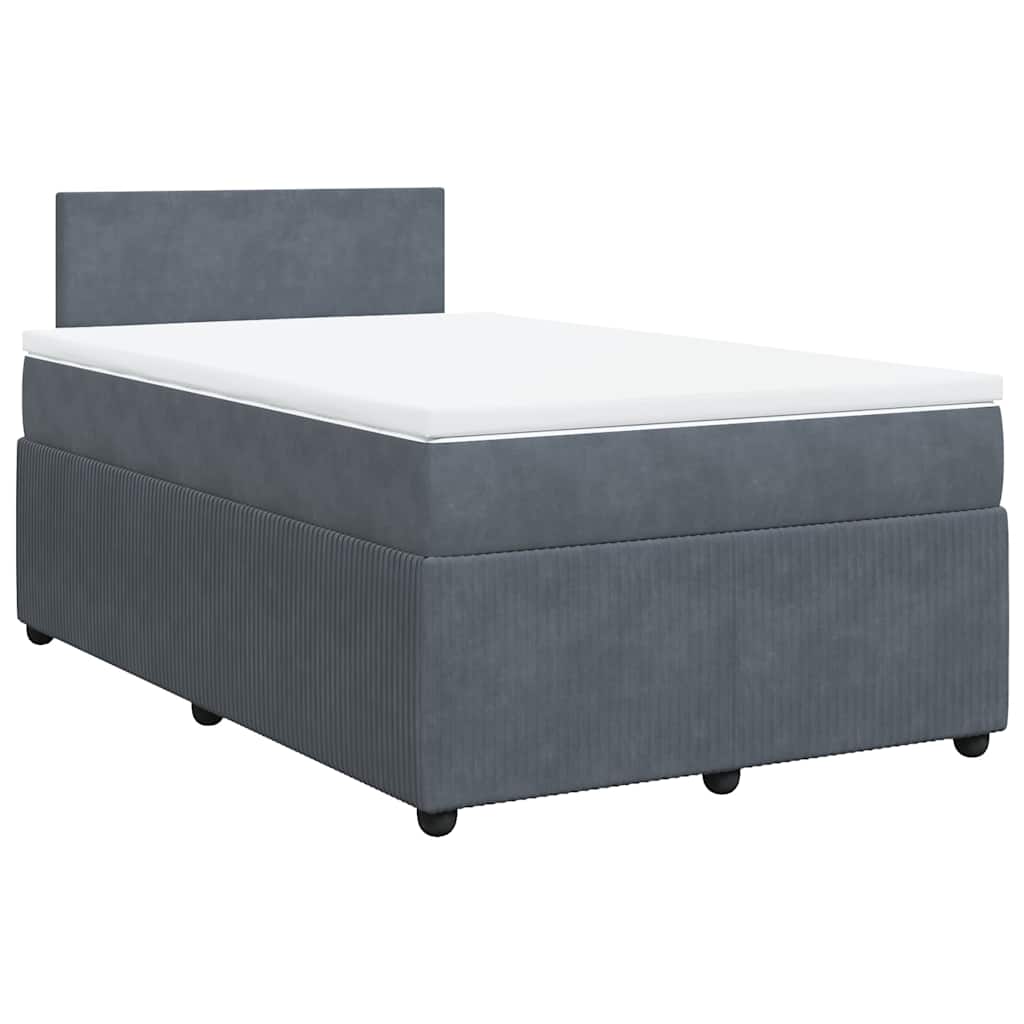 vidaXL Boxspring met matras fluweel donkergrijs 120x190 cm grijs, foto 3