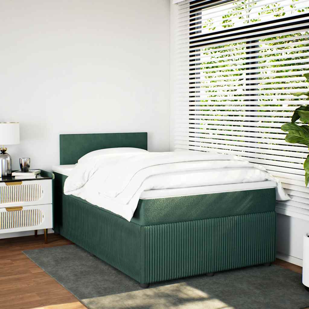 vidaXL Boxspring posteľ s matracom, tmavozelená 120x190cm, zamat