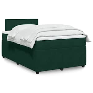 Box spring postelja z vzmetnico temno zelen 120x190 cm žamet