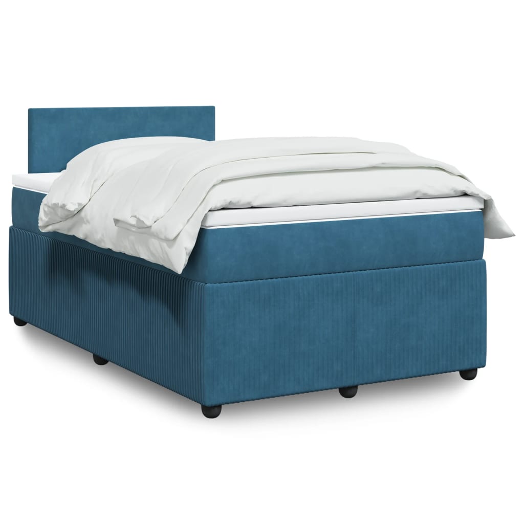 Boxspringbett mit Matratze Blau 120×190 cm Samt