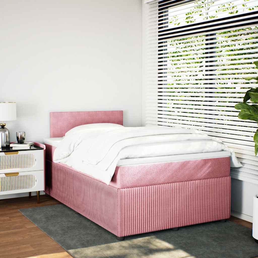 vidaXL Boxspring met matras fluweel roze 120x190 cm afbeelding