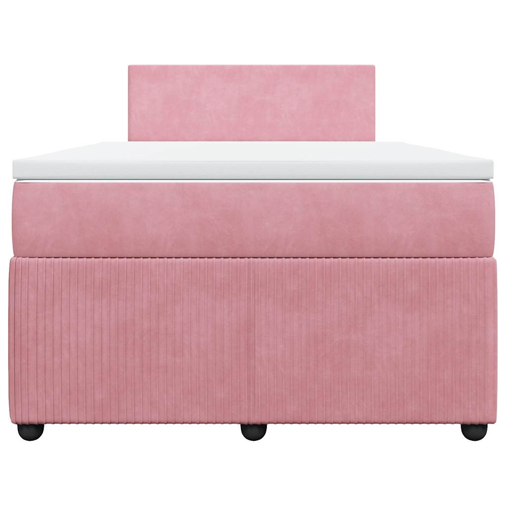 vidaXL Boxspring met matras fluweel roze 120x190 cm, foto 4