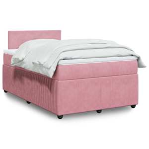 Box spring postelja z vzmetnico roza 120x190 cm žamet