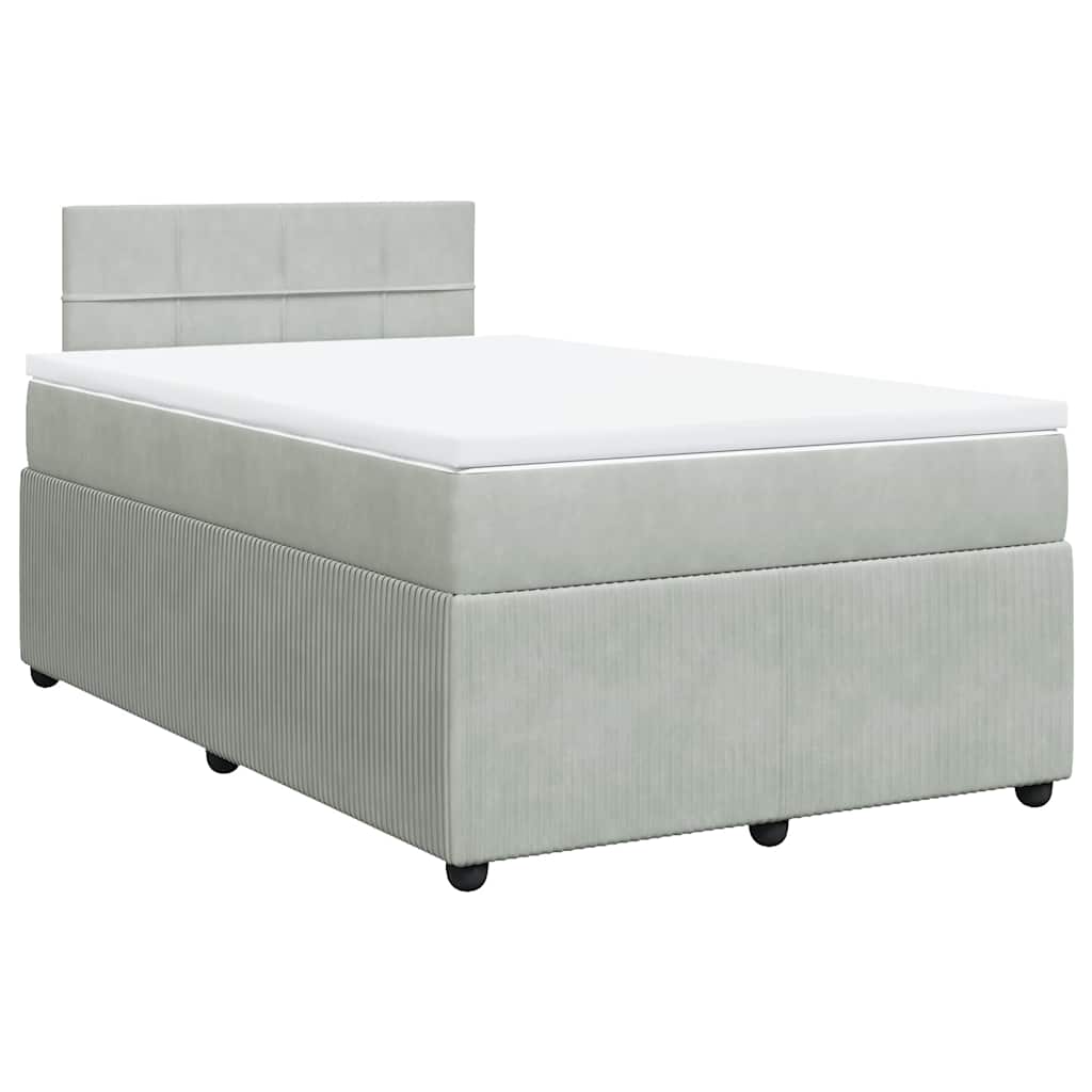 vidaXL Boxspring met matras fluweel lichtgrijs 120x190 cm grijs, foto 3