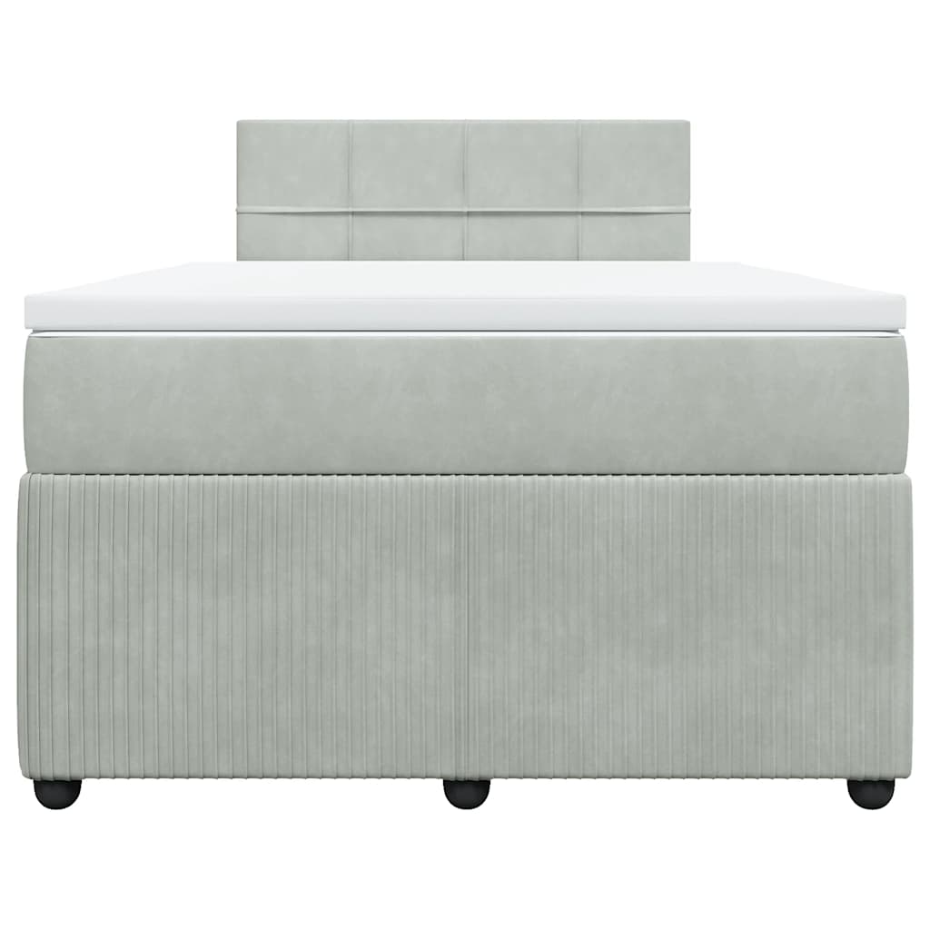 vidaXL Boxspring met matras fluweel lichtgrijs 120x190 cm grijs, foto 4