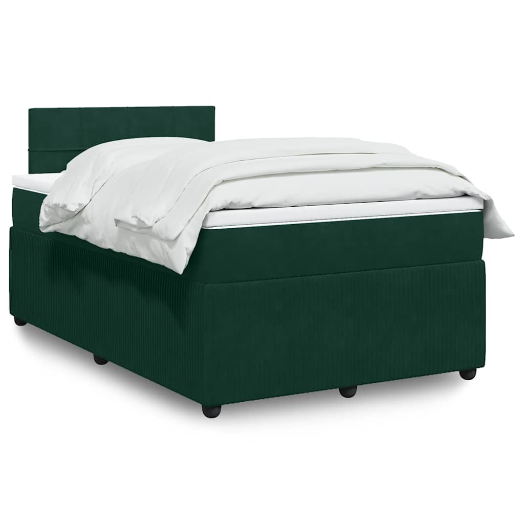 Kontinentalseng 120 x 190 cm med madras og topmadras - mørkegrøn velour