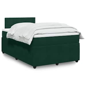 Box spring postelja z vzmetnico temno zelen 120x190 cm žamet