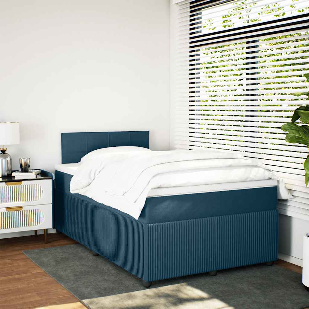 Thumbnail - vidaXL Boxspringbett mit Matratze Blau 120x190 cm Samt