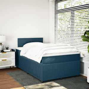 Box spring postel s matrací modrá 120 x 190 cm samet - obrázek 3