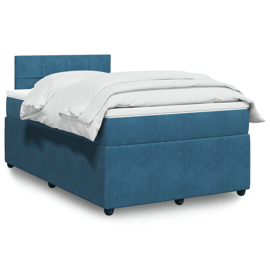 Boxspringbett mit Matratze Blau 120×190 cm Samt