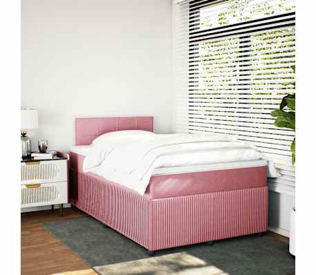 vidaXL Boxspringbett mit Matratze Rosa 120x190 cm Samt