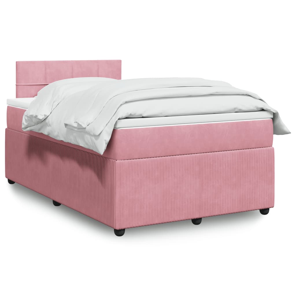 Boxspringbett mit Matratze Rosa 120×190 cm Samt